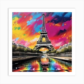 Rainbow Eiffel Tower Art Print