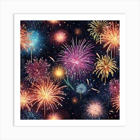 Fireworks Seamless Pattern 5 Art Print