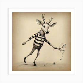 Deer With A Ball Art Print