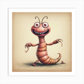 Cartoon Worm Art Print