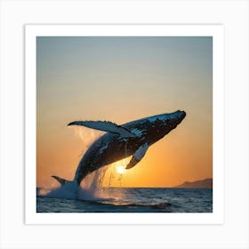 Humpback Whale Jumping Out Of The Water 2 Art Print