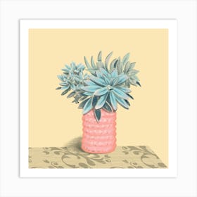 Retro Vase with succulents Art Print