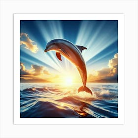 Dolphin Jumping In The Ocean 1 Art Print