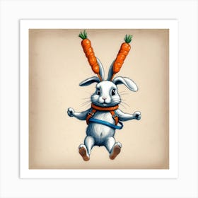 Rabbit With Carrots 51 Art Print