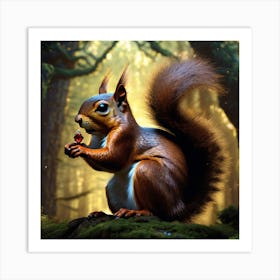 Red Squirrel In The Forest 28 Art Print