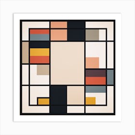 Abstract Retro Revival: Geometric Symmetry in Mid Century Hues Art Print