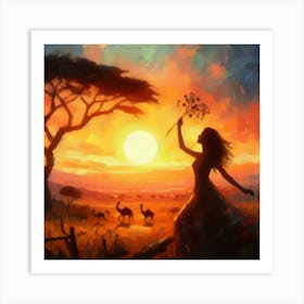 Sunset In The Savannah 1 Art Print