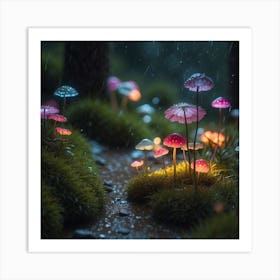 Mushrooms In The Rain Art Print