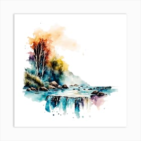 Watercolor Waterfall 1 Art Print