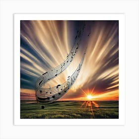 Music Notes At Sunset Art Print