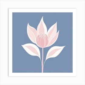 A White And Pink Flower In Minimalist Style Square Composition 523 Art Print