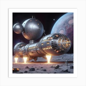 Spaceships On The Moon Art Print