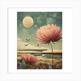 Lotus Flower Painting Art Print