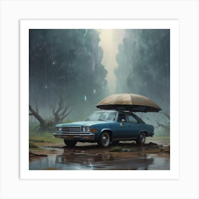 Car In The Rain Art Print