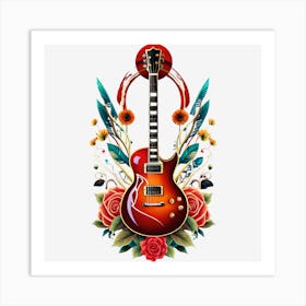 Electric Guitar With Roses 2 Art Print