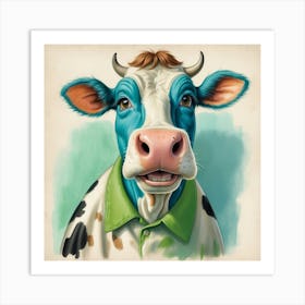 Cow In A Green Shirt 1 Art Print