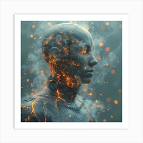 Man In Flames Art Print