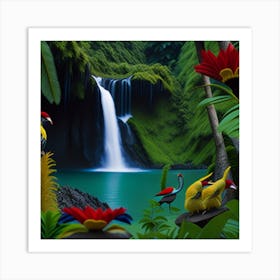 Tropical Birds In The Jungle Art Print