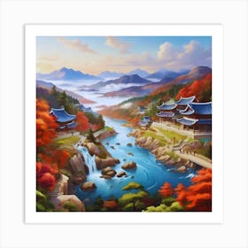 Asian Village views Art Print