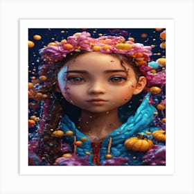 Girl With A Flower Crown Art Print