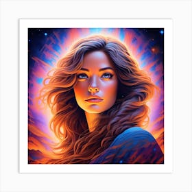 Girl With Long Hair Art Print