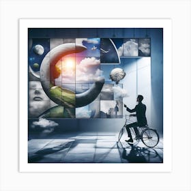 Businessman On A Bicycle Art Print