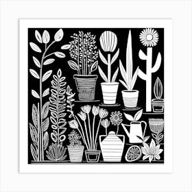 Lion cut inspired Black and white Garden plants & flowers art, Gardening art, Garden 210 Art Print
