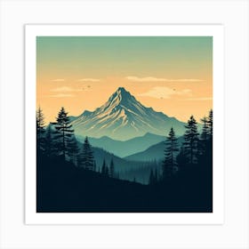 Firefly Serene Mountain Silhouette In A Vast Wilderness Landscape 21628 (2) Art Print