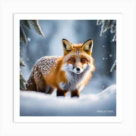 Fox In The Snow 11 Art Print