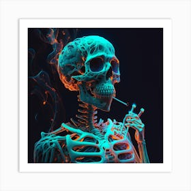 Skeleton Smoking Art Print