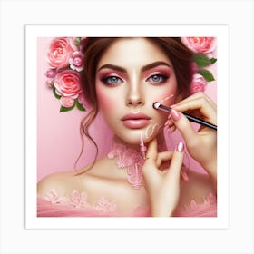 Beautiful Young Woman With Makeup Art Print