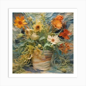 Bouquet of flowers, Van Gogh style Art Print