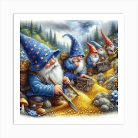 Gnomes In Gold 1 Art Print