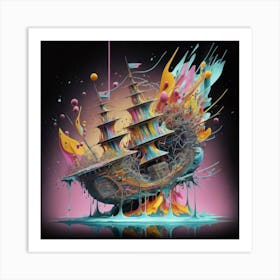 Ship with a splash of colour 3 Art Print