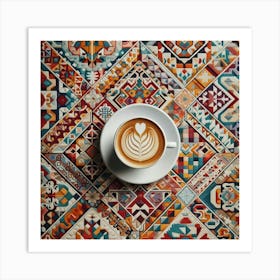 Coffee Cup On A Colorful Rug 1 Art Print