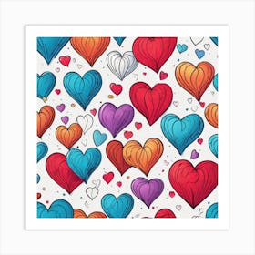 Seamless Pattern Of Hearts 2 Art Print