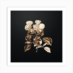 Gold Botanical Seven Sister's Rose on Wrought Iron Black n.3488 Art Print