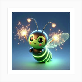 Bee With Sparklers Art Print