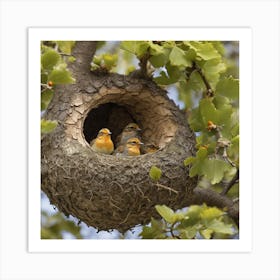 Robins In Nest 1 Art Print