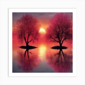Un coucher de soleil romantique Art Print