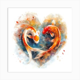 Koi Fish In Heart 4 Art Print