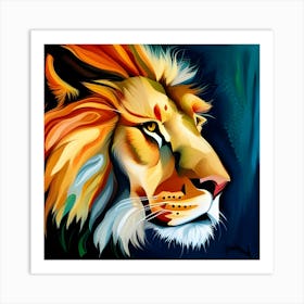 Lion wallart colorful print abstract poster art illustration design texture for canvas Art Print