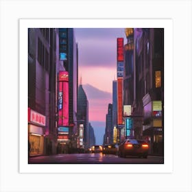 New York City At Dusk Art Print