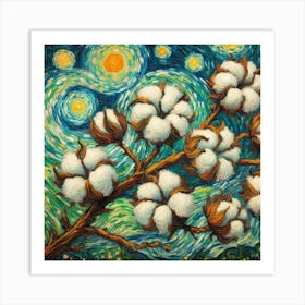 Van Gogh style, Cotton Flower branch Art Print