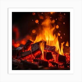 Closeup Of An Inferno With Flames Licking The Edges Of A Flammable Object Danger Evident In The Fie (2) 2 Art Print