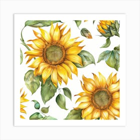 Sunflowers Watercolor Art Print