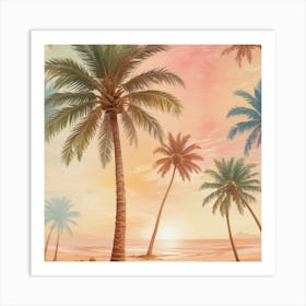 Palm Trees On The Beach 1 Art Print