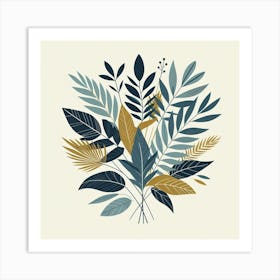 Scandinavian style, Bouquet of tropical leaves and branches 3 Art Print