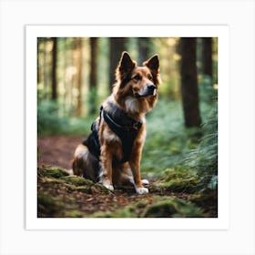 Dog In The Forest 2 Art Print