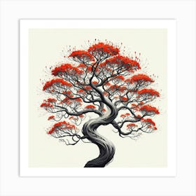 Abstract modernist Erythrina tree Art Print